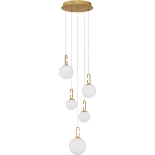 Lampa wisząca szklane kule glamour Grap LED V 42cm biało-złota