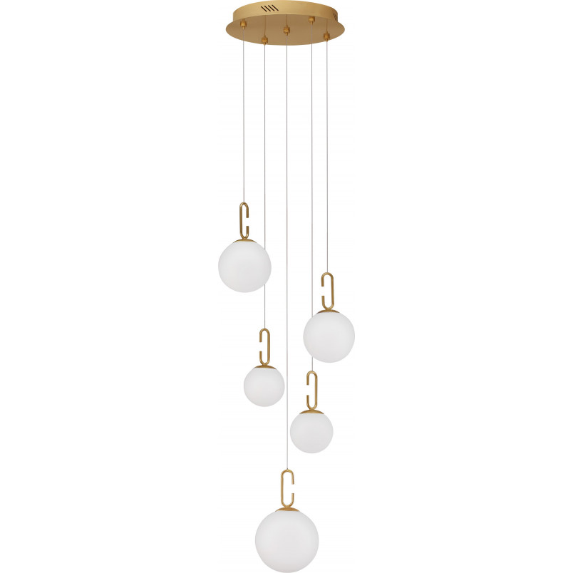 Lampa wisząca szklane kule glamour Grap LED V 42cm biało-złota
