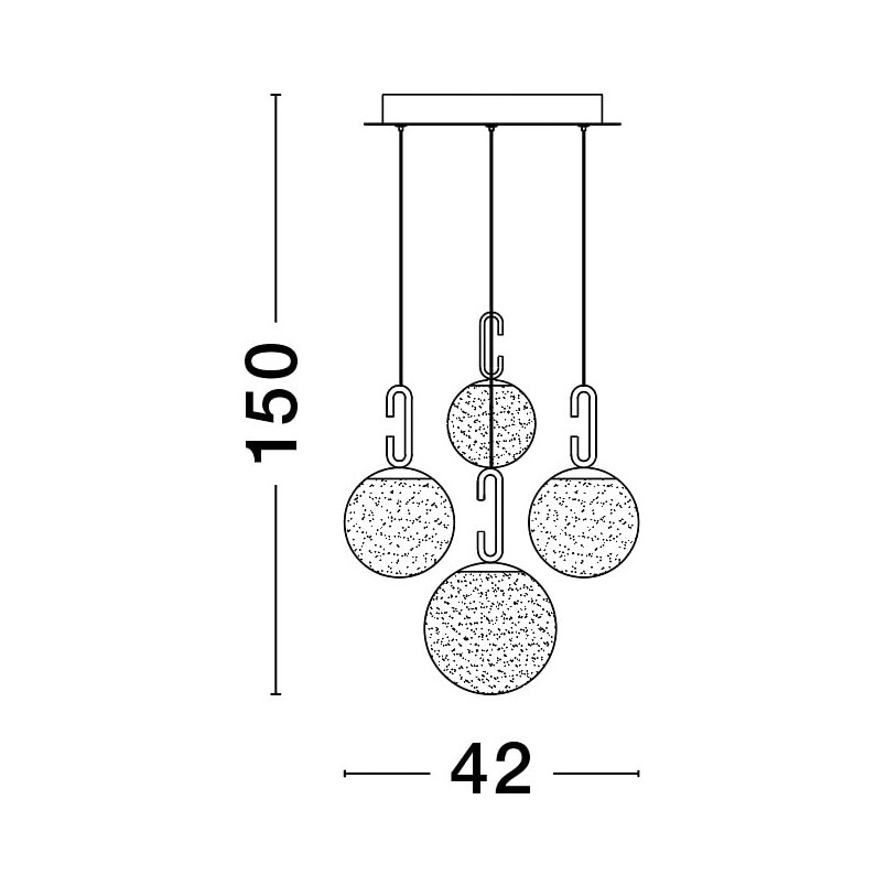 Lampa wisząca szklane kule glamour Grap LED V 42cm biało-złota