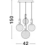 Lampa wisząca szklane kule glamour Grap LED V 42cm biało-złota