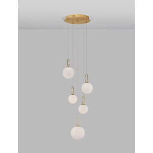Lampa wisząca szklane kule glamour Grap LED V 42cm biało-złota
