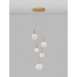 Lampa wisząca szklane kule glamour Grap LED V 42cm biało-złota