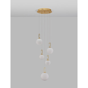 Lampa wisząca szklane kule glamour Grap LED V 42cm biało-złota