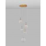 Lampa wisząca szklane kule glamour Grap LED V 42cm biało-złota