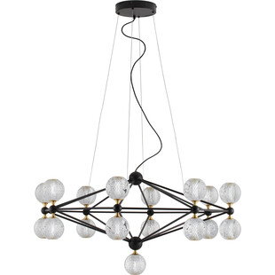 Lampa wisząca szklane kule glamour Alice LED XVII 105cm przeźroczysty / czarny