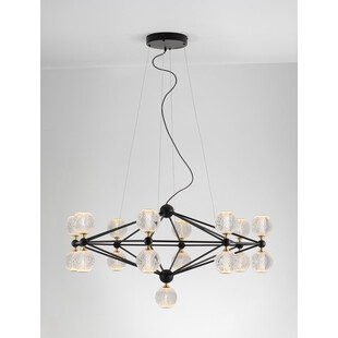 Lampa wisząca szklane kule glamour Alice LED XVII 105cm przeźroczysty / czarny