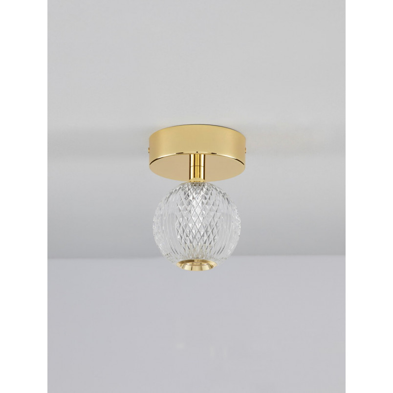 Plafon Glamour Jewels - Szklana Kula Złota LED | Decolab24