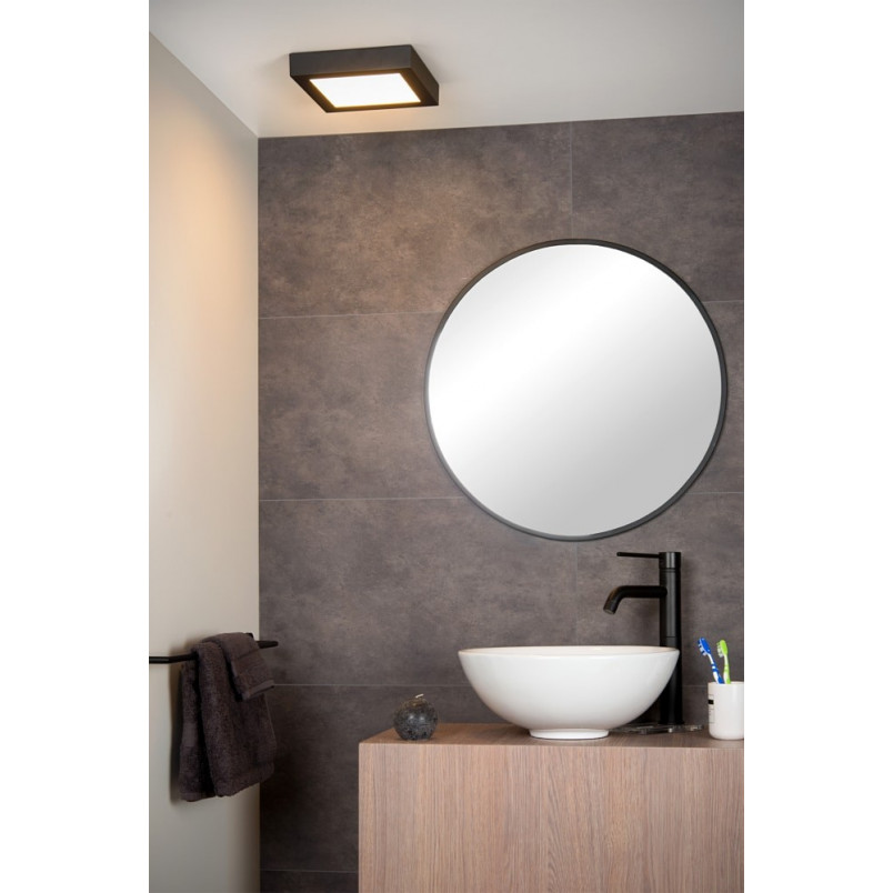 Plafon łazienkowy LED czarny kwadrat Lucide | Brice 22cm