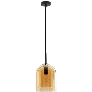 Lampa wisząca szklana retro Duo 18cm bursztynowa