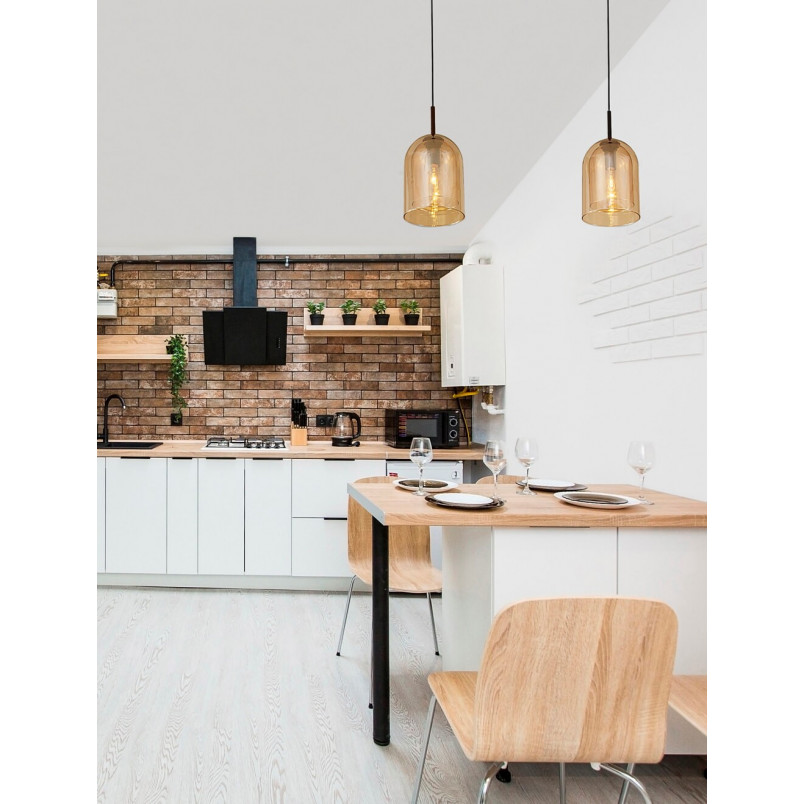 Lampa Wisząca Retro Szklana Bursztynowa | Decolab24