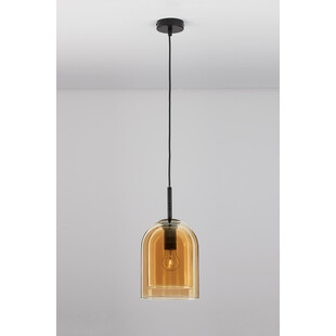 Lampa wisząca szklana retro Duo 18cm bursztynowa