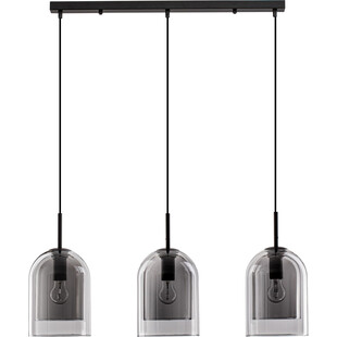 Lampa wisząca szklana retro na listwie Duo III  szkło dymione