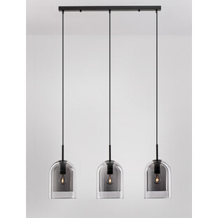 Lampa wisząca szklana retro na listwie Duo III  szkło dymione