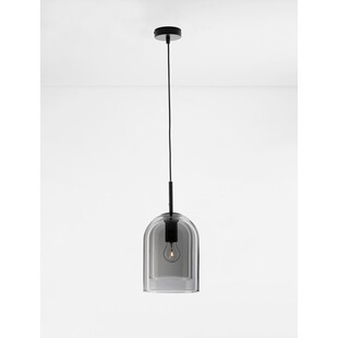 Lampa wisząca szklana retro Duo 18cm szkło dymione