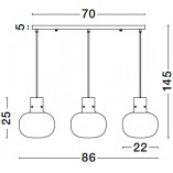 Lampa Wisząca Szkło Dymione Retro Bulgy III | Decolab24
