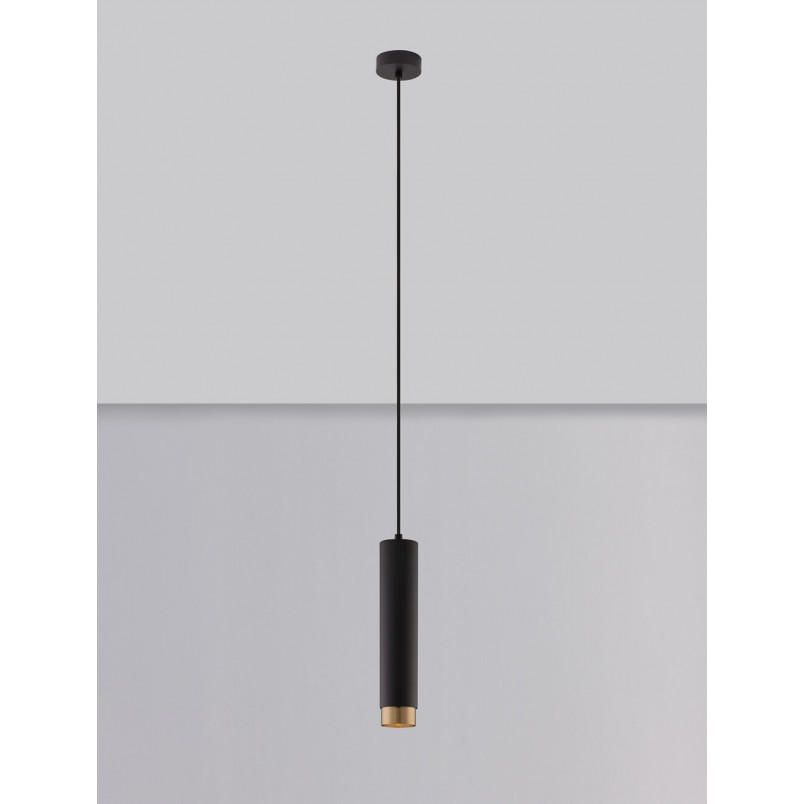 Lampa wisząca Ango II - czarno-złota tuba | Decolab24