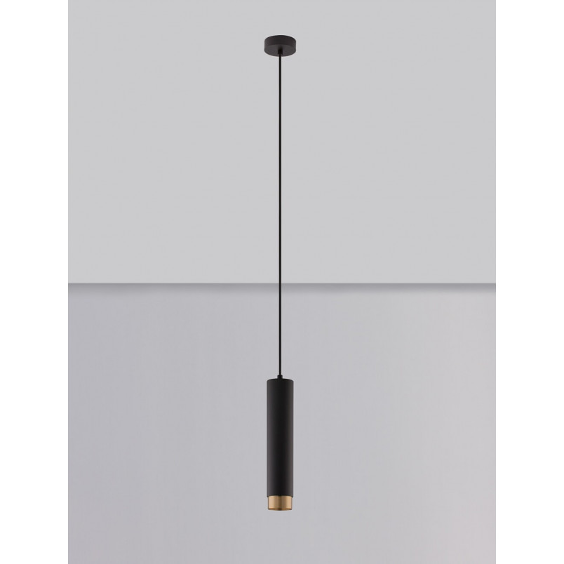 Lampa wisząca Ango II - czarno-złota tuba | Decolab24