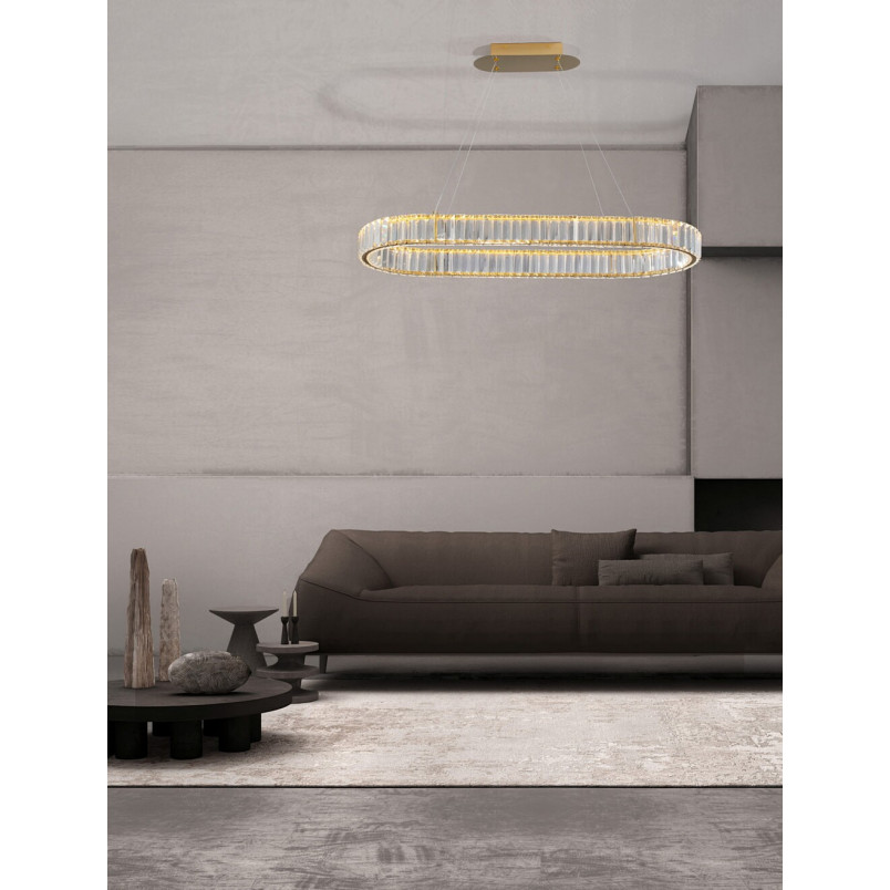 Lampa wisząca kryształowa glamour Queen LED 92cm przeźroczysty / złoty