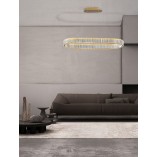 Lampa wisząca kryształowa glamour Queen LED 92cm przeźroczysty / złoty