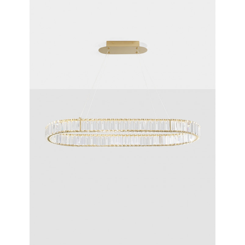 Lampa wisząca kryształowa glamour Queen LED 92cm przeźroczysty / złoty