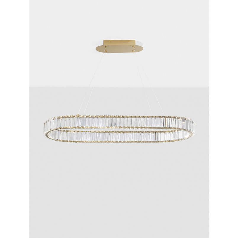Lampa wisząca kryształowa glamour Queen LED 92cm przeźroczysty / złoty