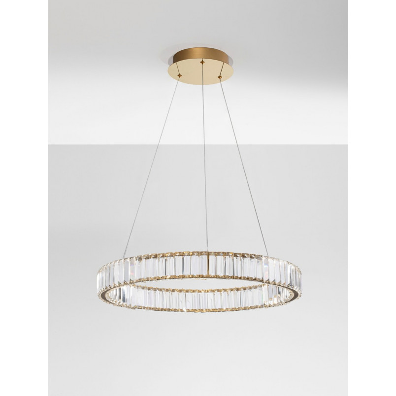 Lampa wisząca Queen LED złota - Kryształowy żyrandol glamour