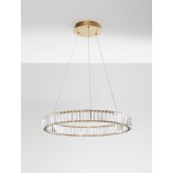 Lampa wisząca Queen LED złota - Kryształowy żyrandol glamour