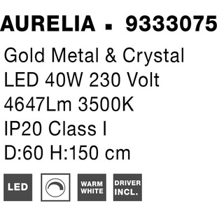 Lampa wisząca Queen LED złota - Kryształowy żyrandol glamour