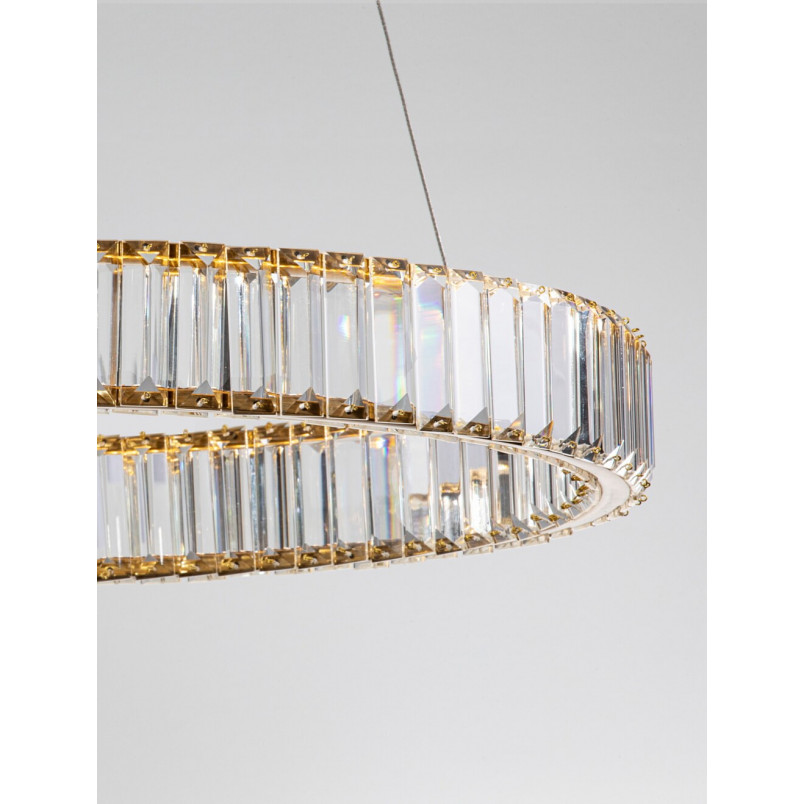 Lampa wisząca Queen LED złota - Kryształowy żyrandol glamour