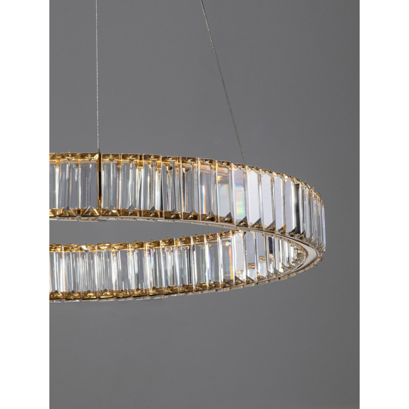 Lampa wisząca Queen LED złota - Kryształowy żyrandol glamour