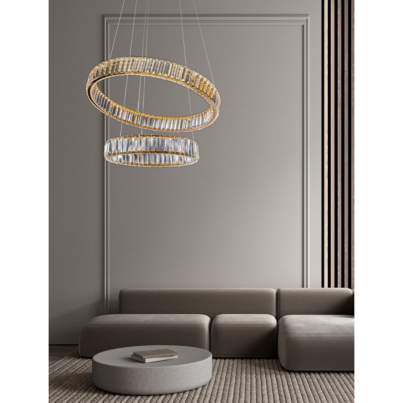 Lampa wisząca Queen LED II - Kryształowa, Złota | Decolab24