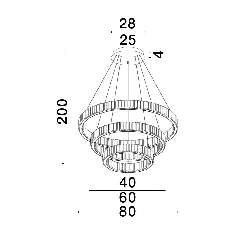 Lampa Wisząca Kryształowa Glamour Queen LED III 80cm | Decolab24
