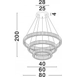 Lampa Wisząca Kryształowa Glamour Queen LED III 80cm | Decolab24