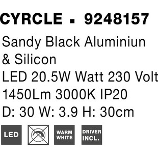 Kinkiet okrągły dekoracyjny Cerchio LED 30cm 1450lm czarny