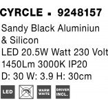Kinkiet okrągły dekoracyjny Cerchio LED 30cm 1450lm czarny