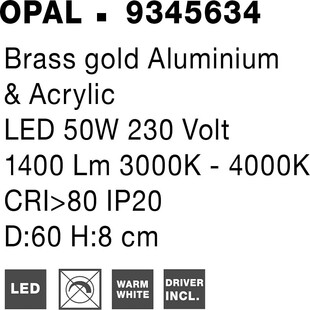 Plafon LED Glamour Lendon - Mosiężny, 60cm | Decolab24