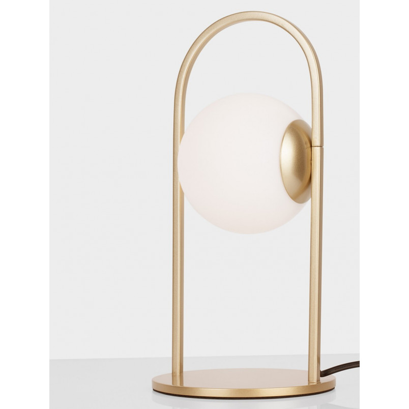 Lampa stołowa szklana kula biało-złota Grap LED | Decolab24
