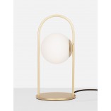 Lampa stołowa szklana kula biało-złota Grap LED | Decolab24