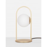 Lampa stołowa szklana kula biało-złota Grap LED | Decolab24