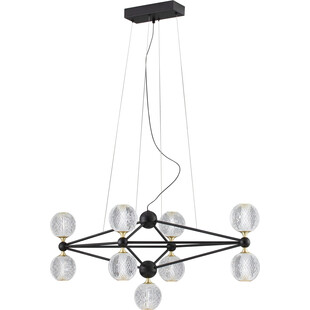 Lampa wisząca szklane kule glamour Alice LED IX 96cm przeźroczysty / czarny