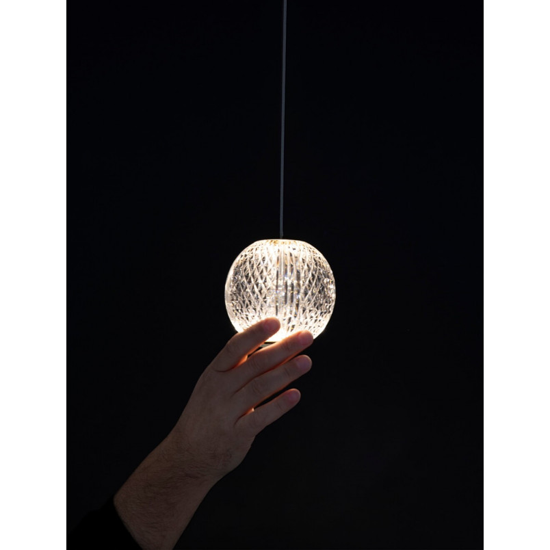 Lampa wisząca Jewels: Szklana kula, złoto, LED - Decolab24