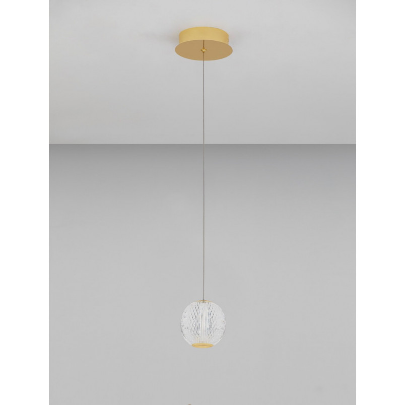 Lampa wisząca Jewels: Szklana kula, złoto, LED - Decolab24