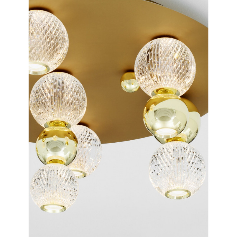 Plafon szklany złoty LED Conti 66cm | Decolab24
