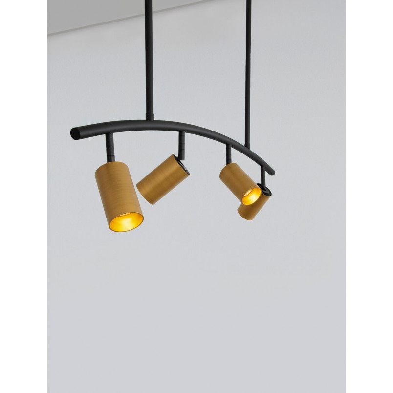 Lampa sufitowa Ango Shape IV | Czarno-złota, 4 reflektory