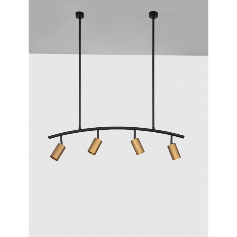 Lampa sufitowa Ango Shape IV | Czarno-złota, 4 reflektory