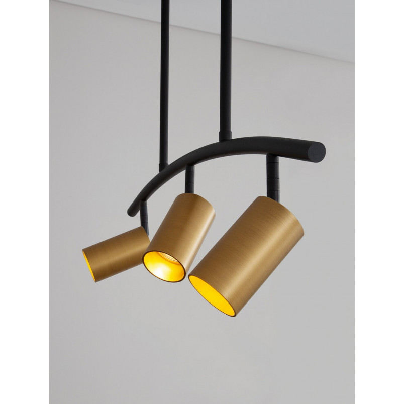 Lampa sufitowa Ango Shape III | Czarno-złota, 3 reflektory