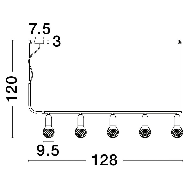 Lampa wisząca "żarówki" czarna Denno V - Decolab24