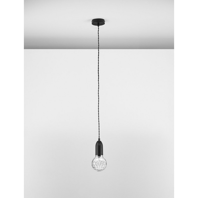 Lampa wisząca "żarówka" czarna Denno - Stylowe oświetlenie