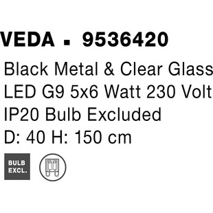 Lampa wiszące "żarówki" na kablu Denno V 40cm czarna
