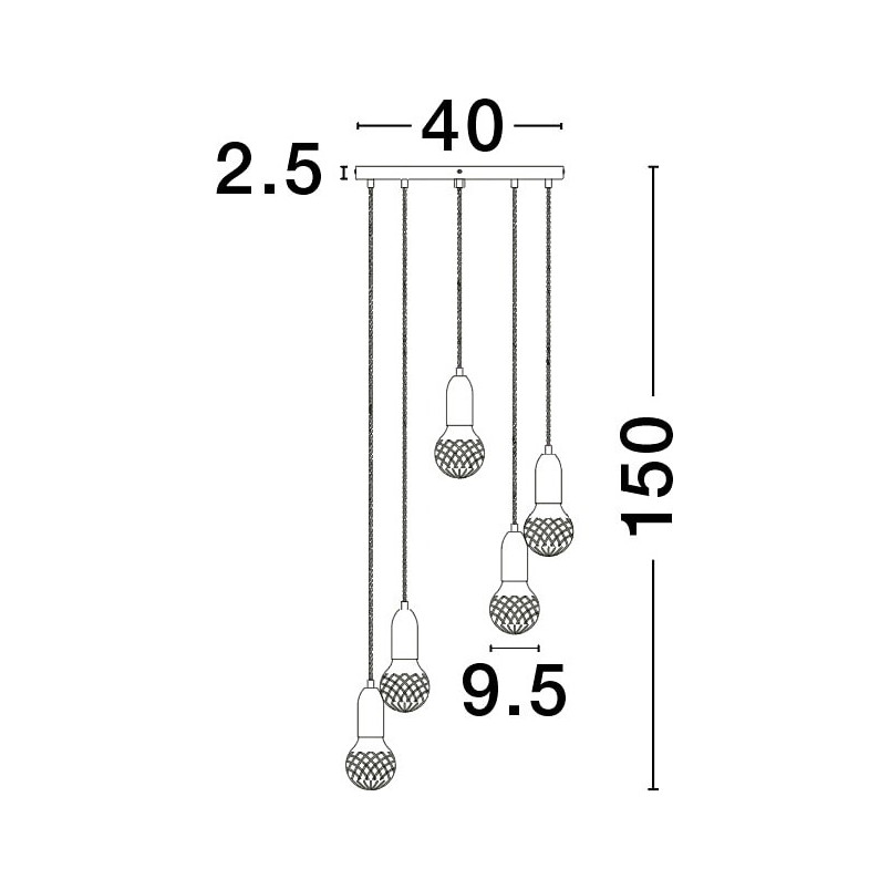 Lampa wiszące "żarówki" na kablu Denno V 40cm czarna